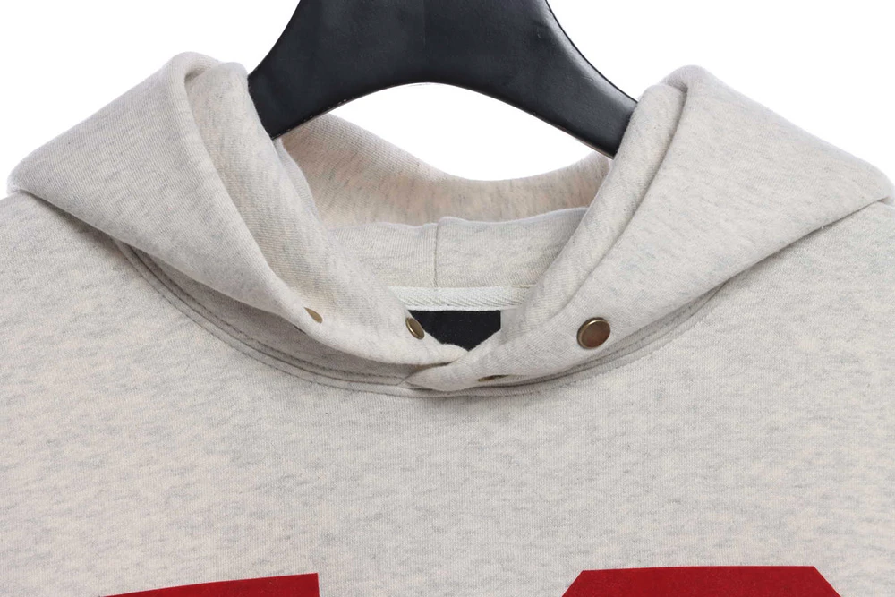 Big Logo Red Flocked Hoodie Replica Logo Close-up
