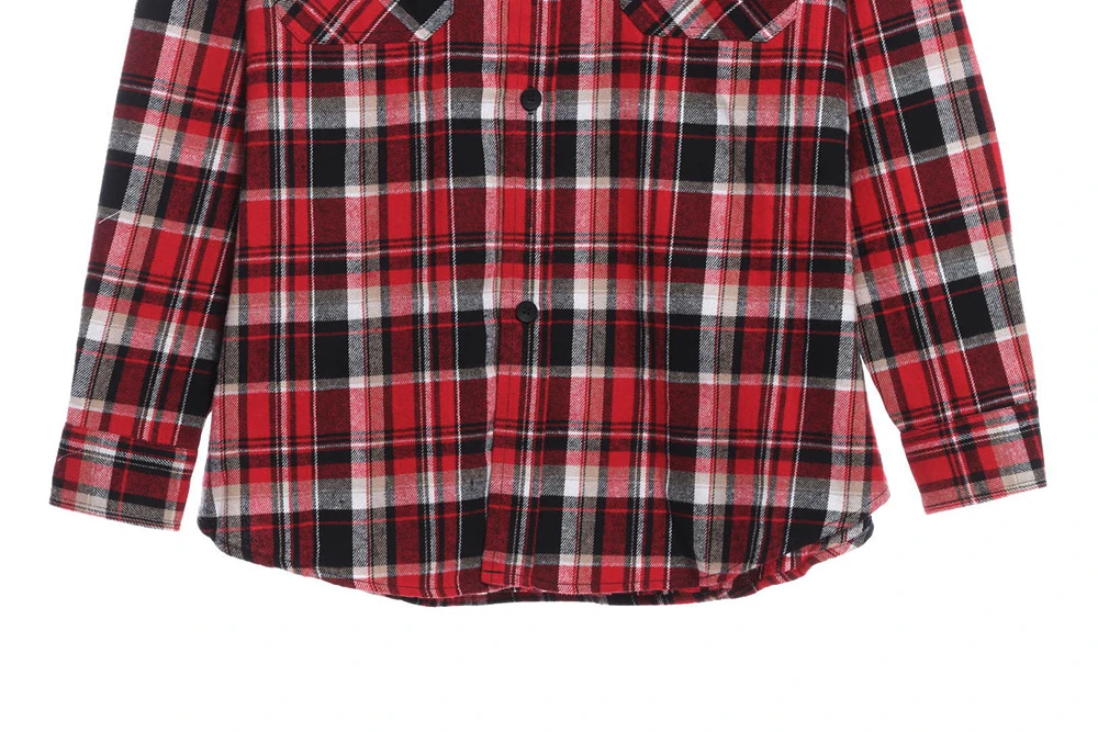 Red Plaid Panel Shirt Trendy Urban Streetwear