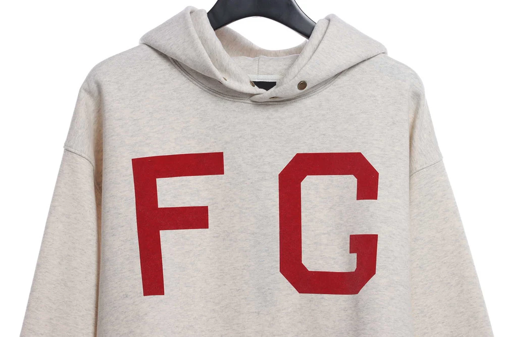 Big Logo Red Flocked Hoodie Replica Sleeve Detail